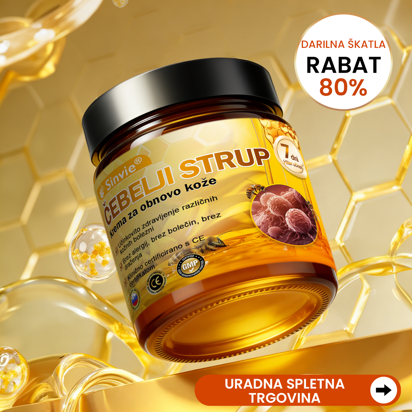👩‍⚕️👩‍⚕️Sinvie® krema s čebeljim strupom | 50 ml | Profesionalna formula za nego in obnovo kože