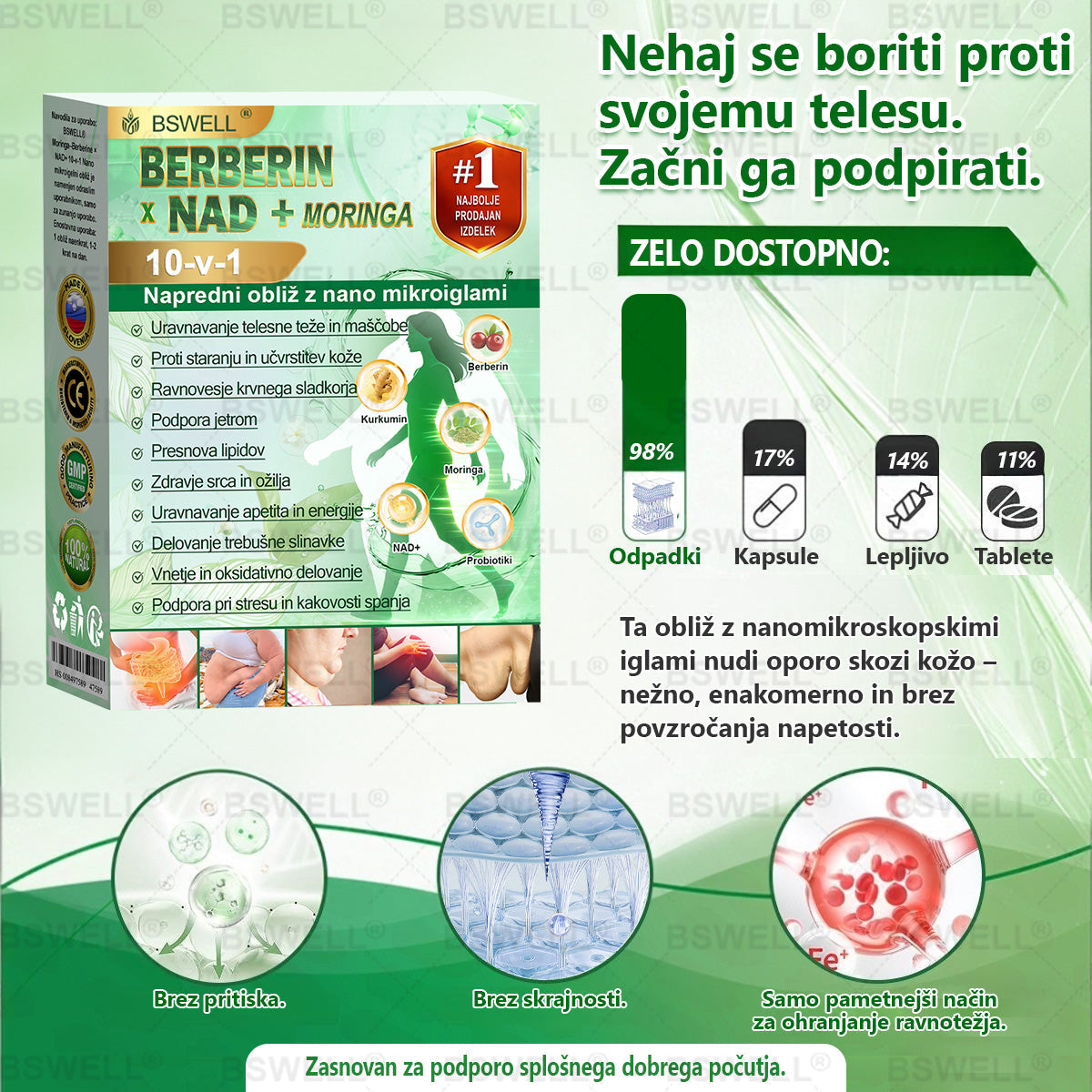 🔥BSWELL® Nano mikroneedling shujševalni obliž (Samo enkrat na dan, vidne spremembe v 28 dneh)  ✅ Za debelost, zdravje srca in ožilja, sladkorno bolezen, spalno apnejo, zdravje črevesja, težave s sklepi in še več.